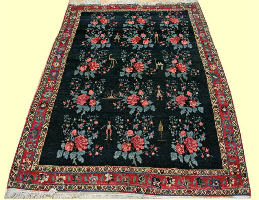 Antique Senneh Handwoven Traditional Rug