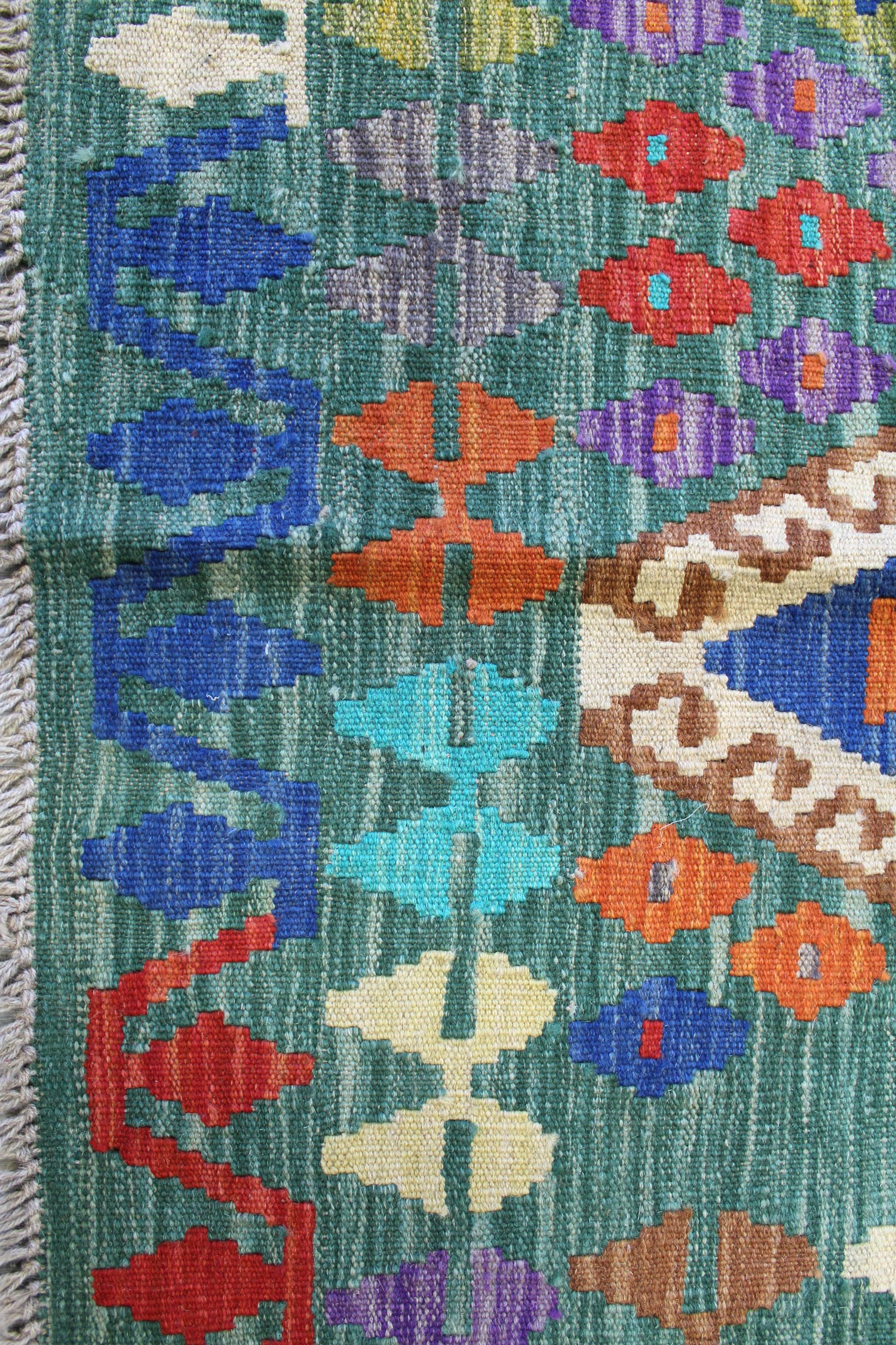 Uzbek Kilim Handwoven Tribal Rug, J59165