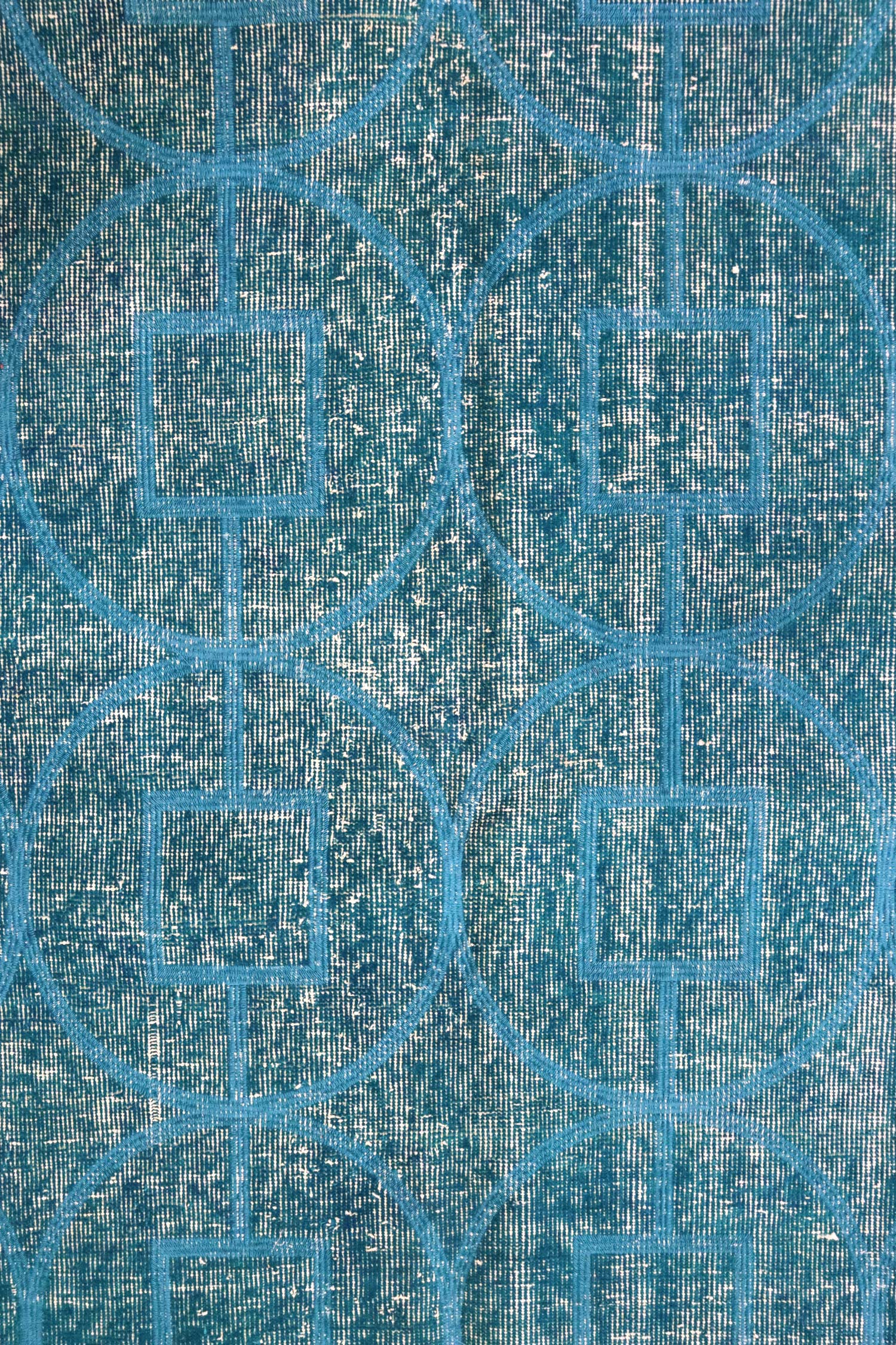 Vintage Embroidered Overdye Handwoven Contemporary Rug, J66070