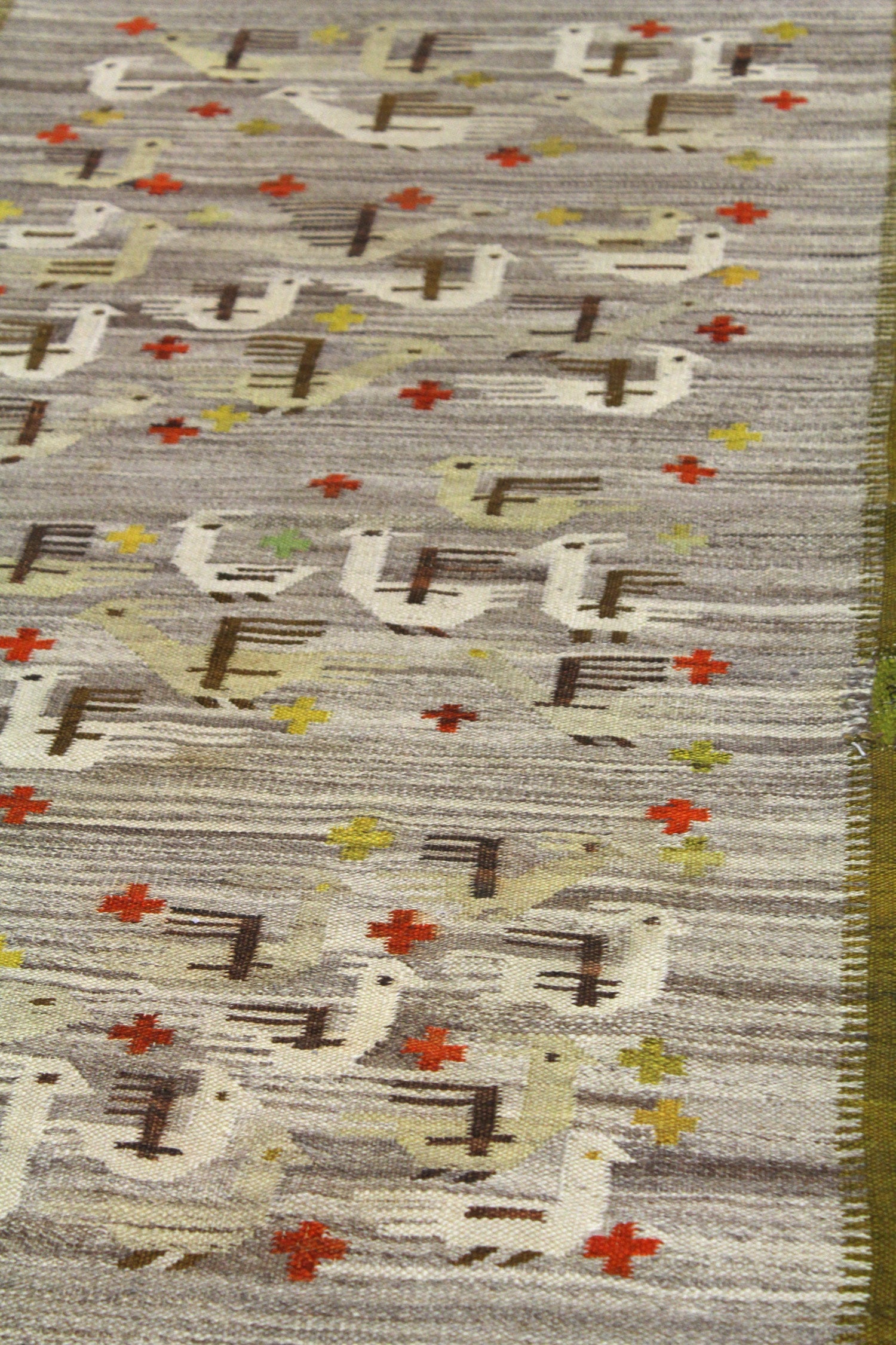 Vintage Scandanvian Birds Handwoven Contemporary Rug, J63620