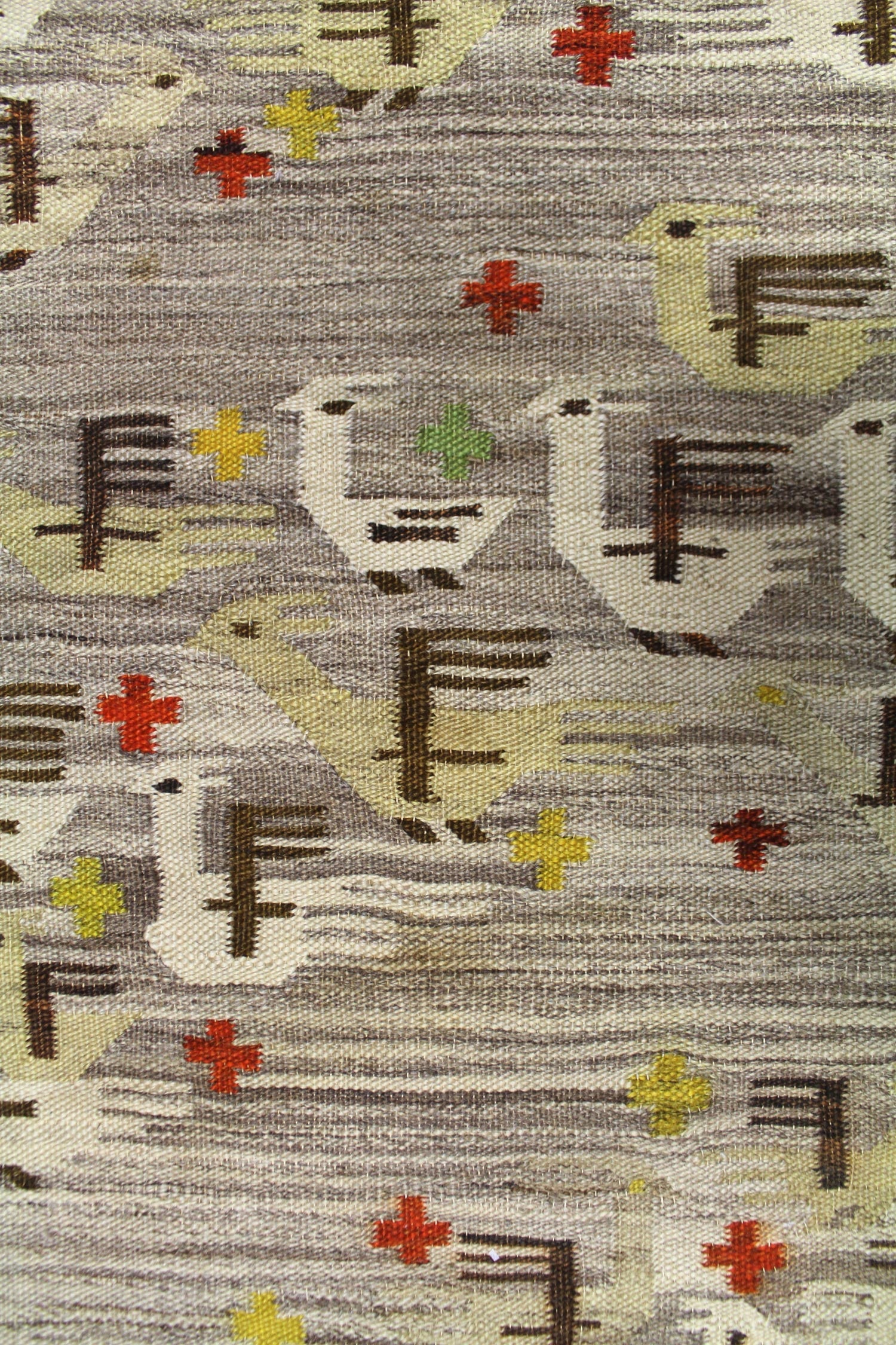 Vintage Scandanvian Birds Handwoven Contemporary Rug, J63620