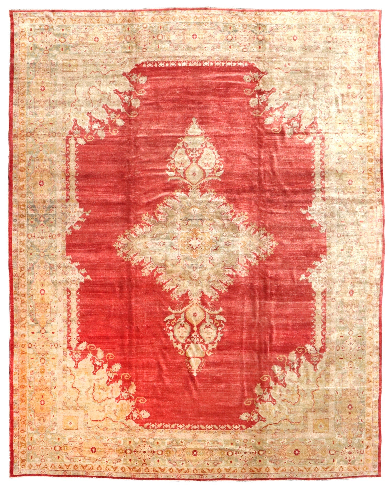 Antique Angora Oushak Handwoven Traditional Rug