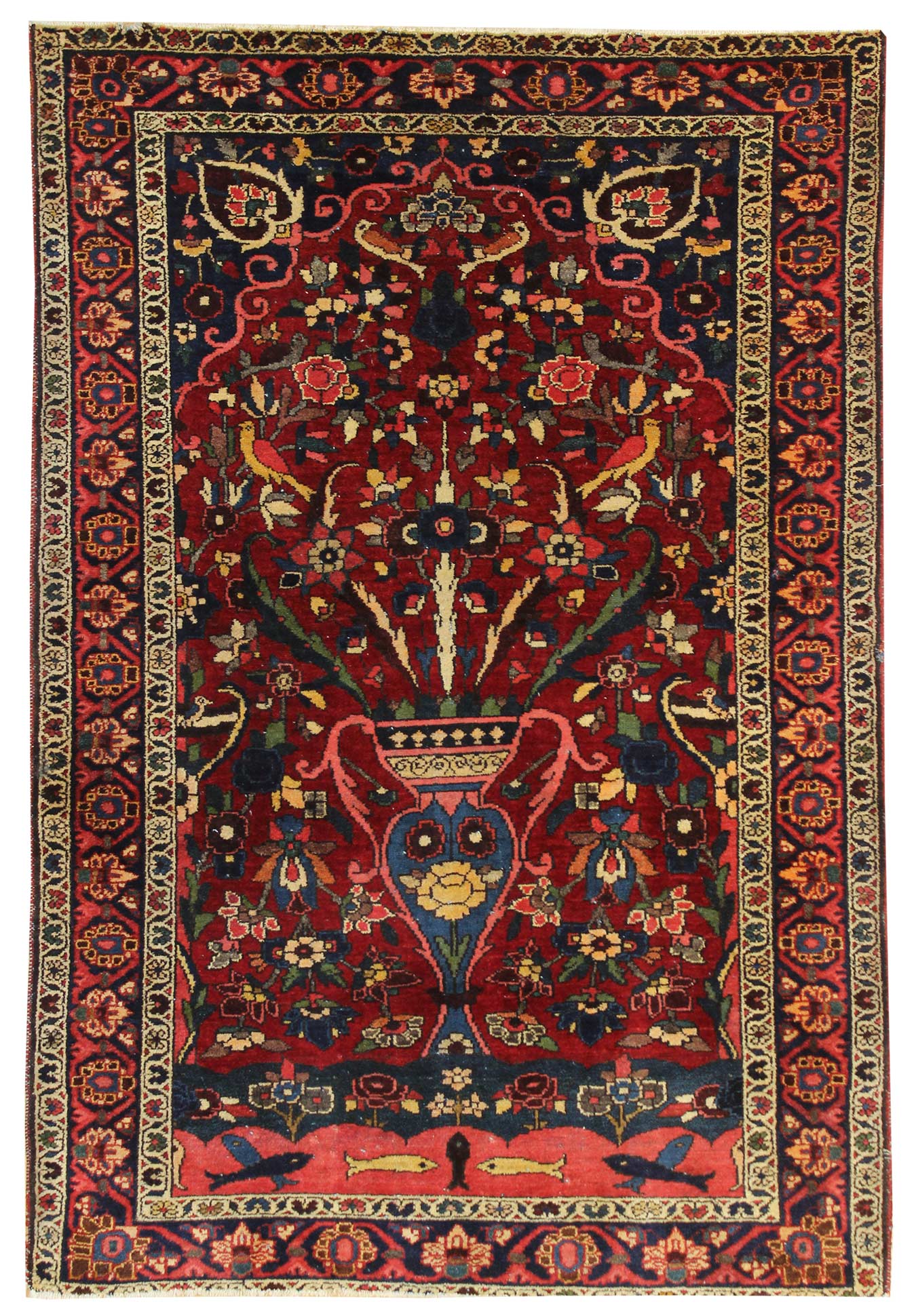 Antique Bakhtiari Handwoven Traditional Rug