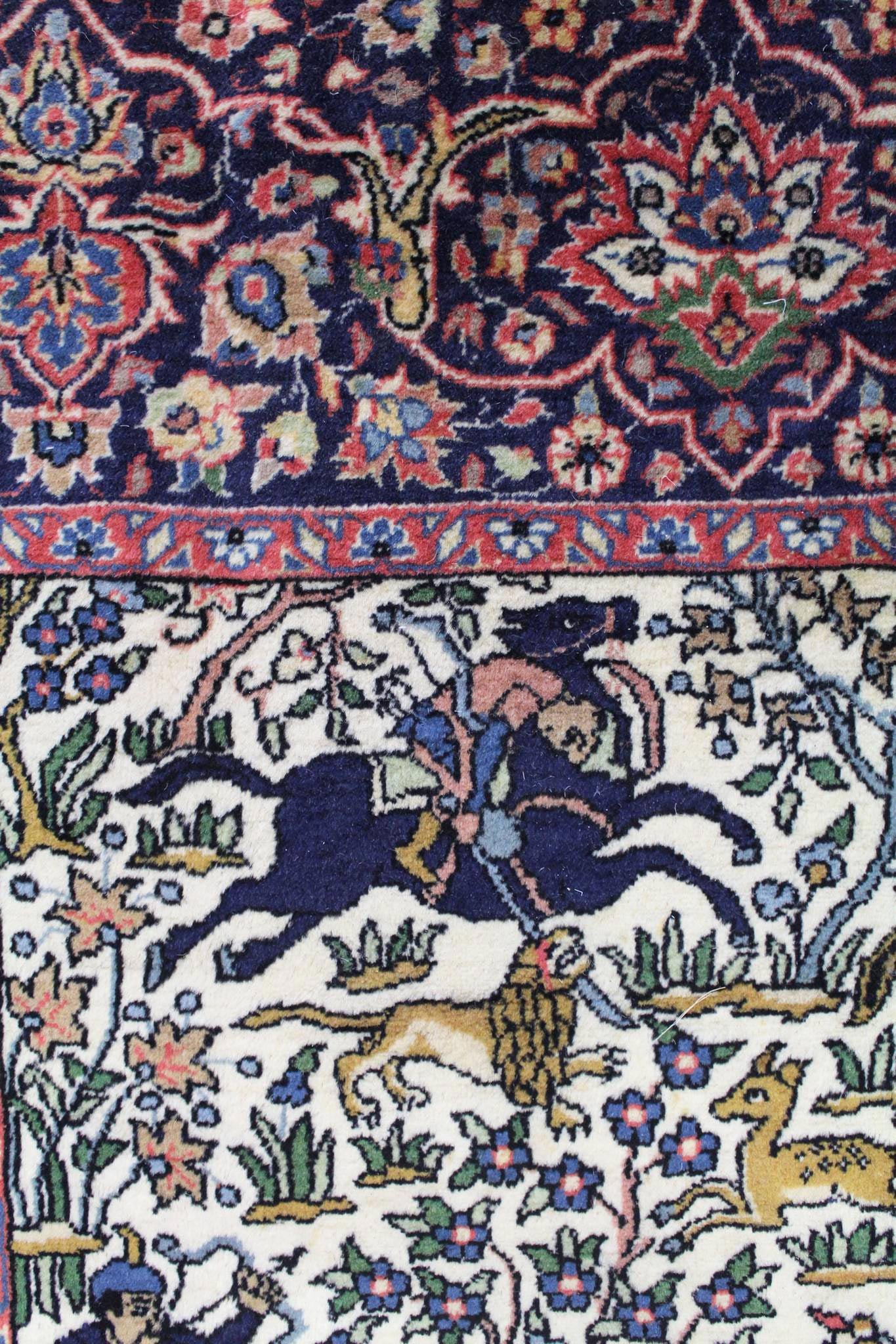 Vintage Hunting Tabriz Handwoven Traditional Rug, JF8355