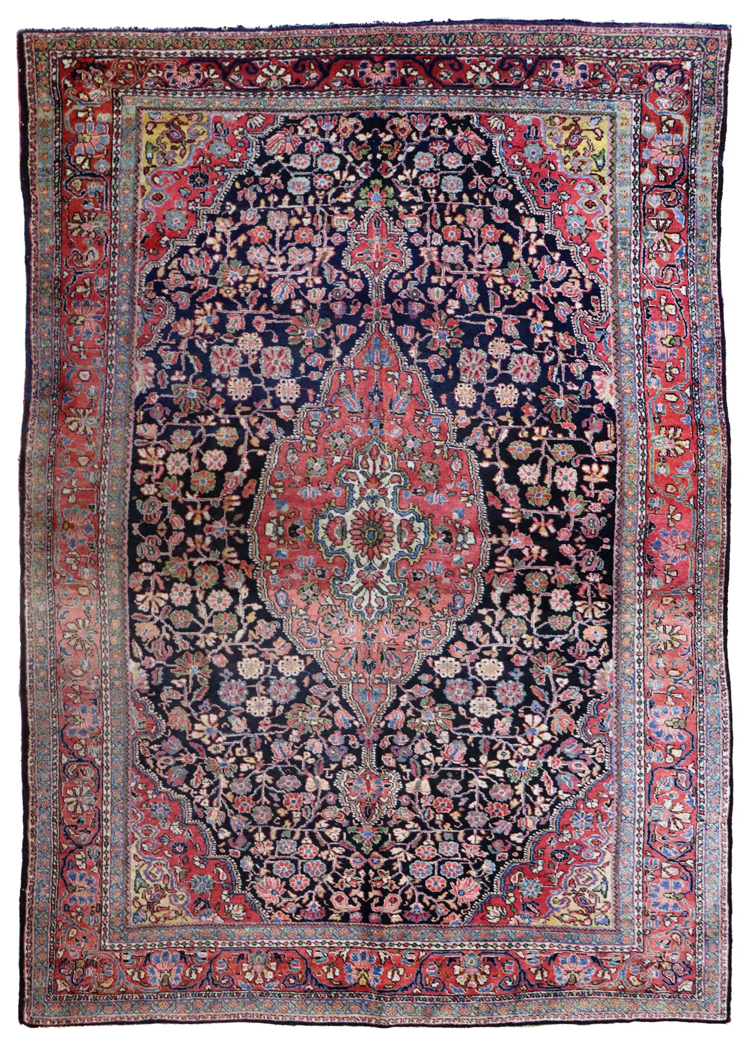 Antique Jozan Sarouk Handwoven Traditional Rug