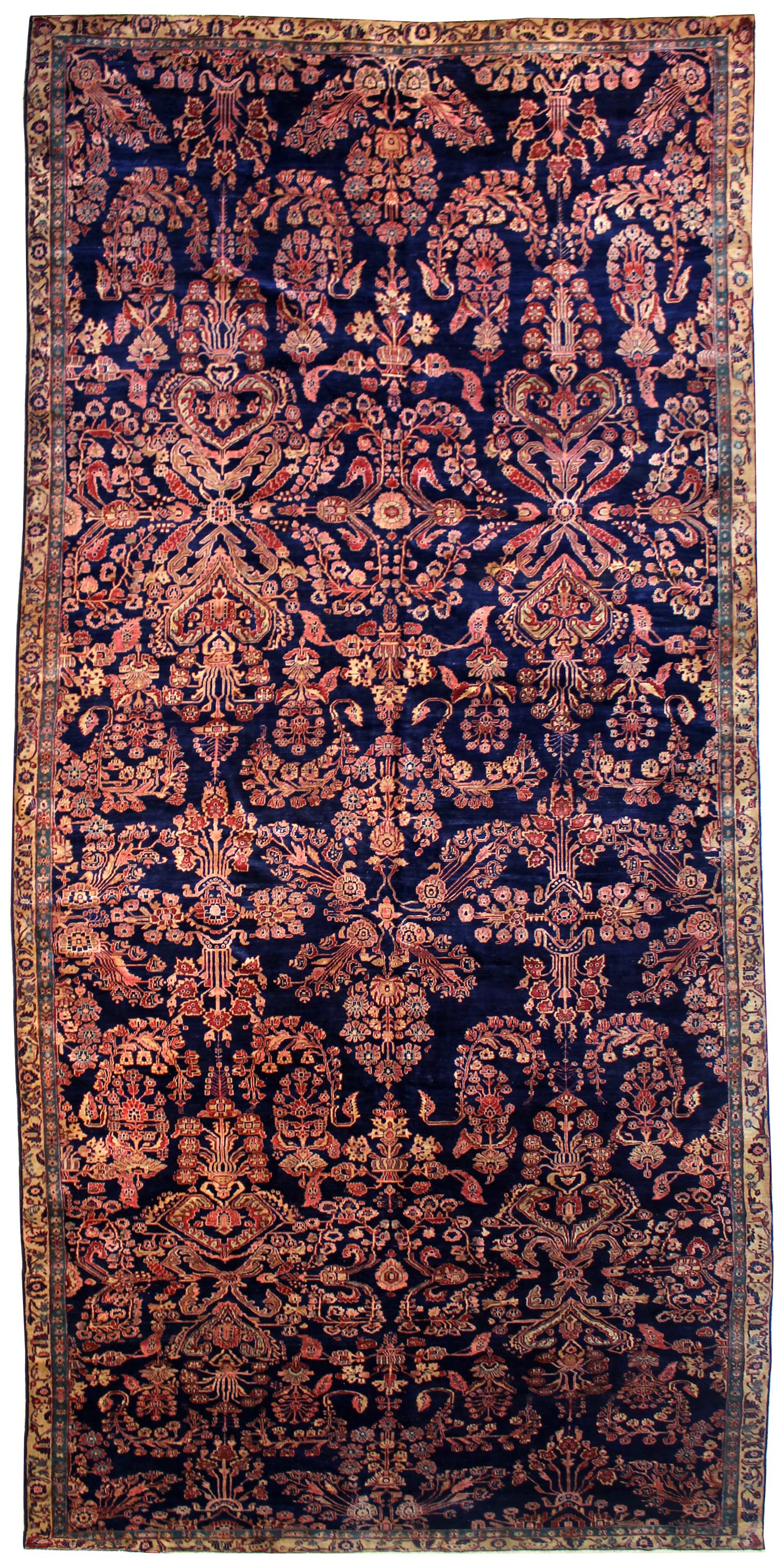 Antique Mahajaran Sarouk Handwoven Traditional Rug