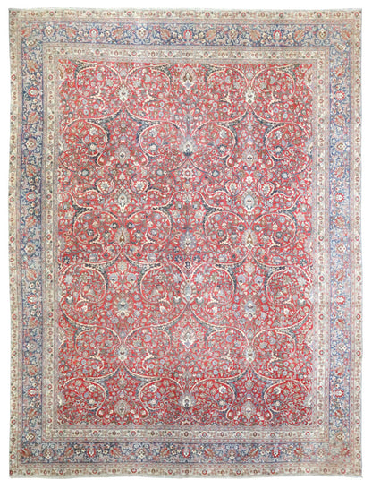 Vintage Mashad Handwoven Traditional Rug