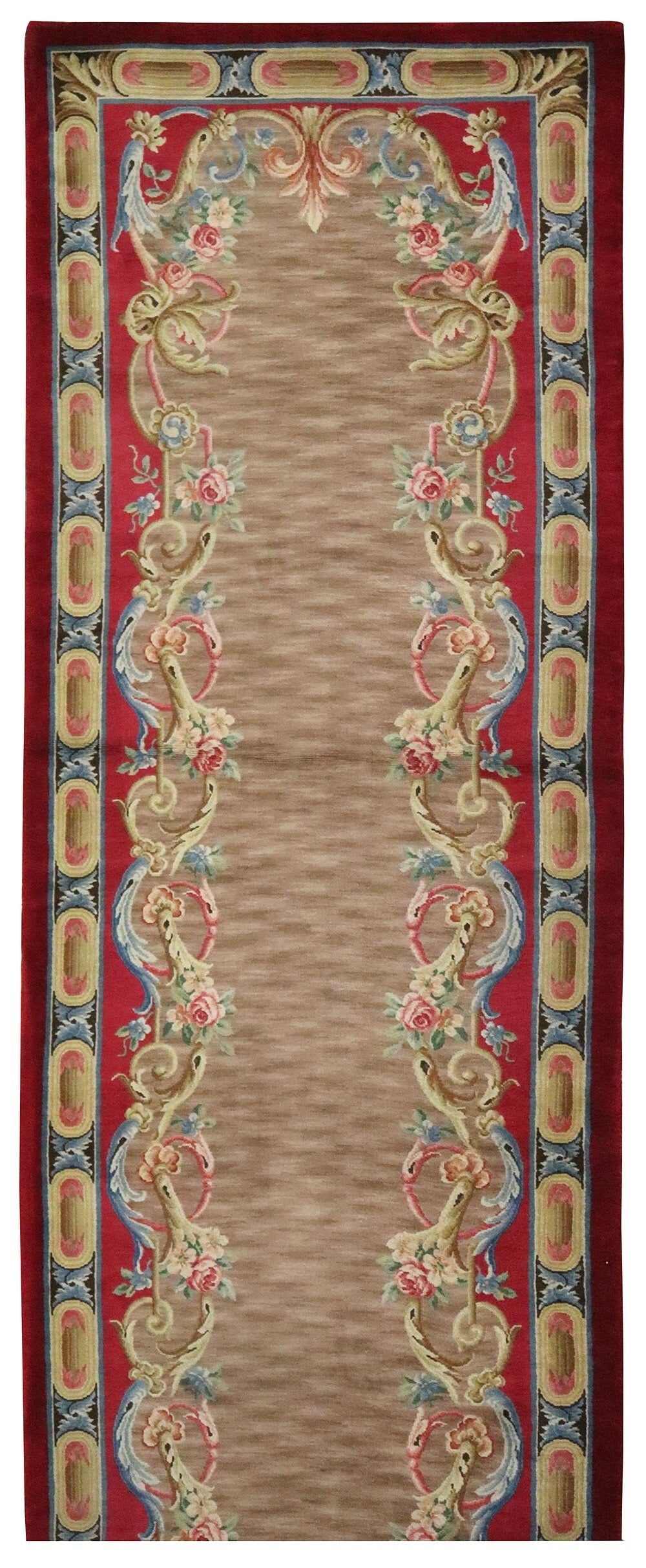 Antique Savonnerie Handwoven Traditional Rug