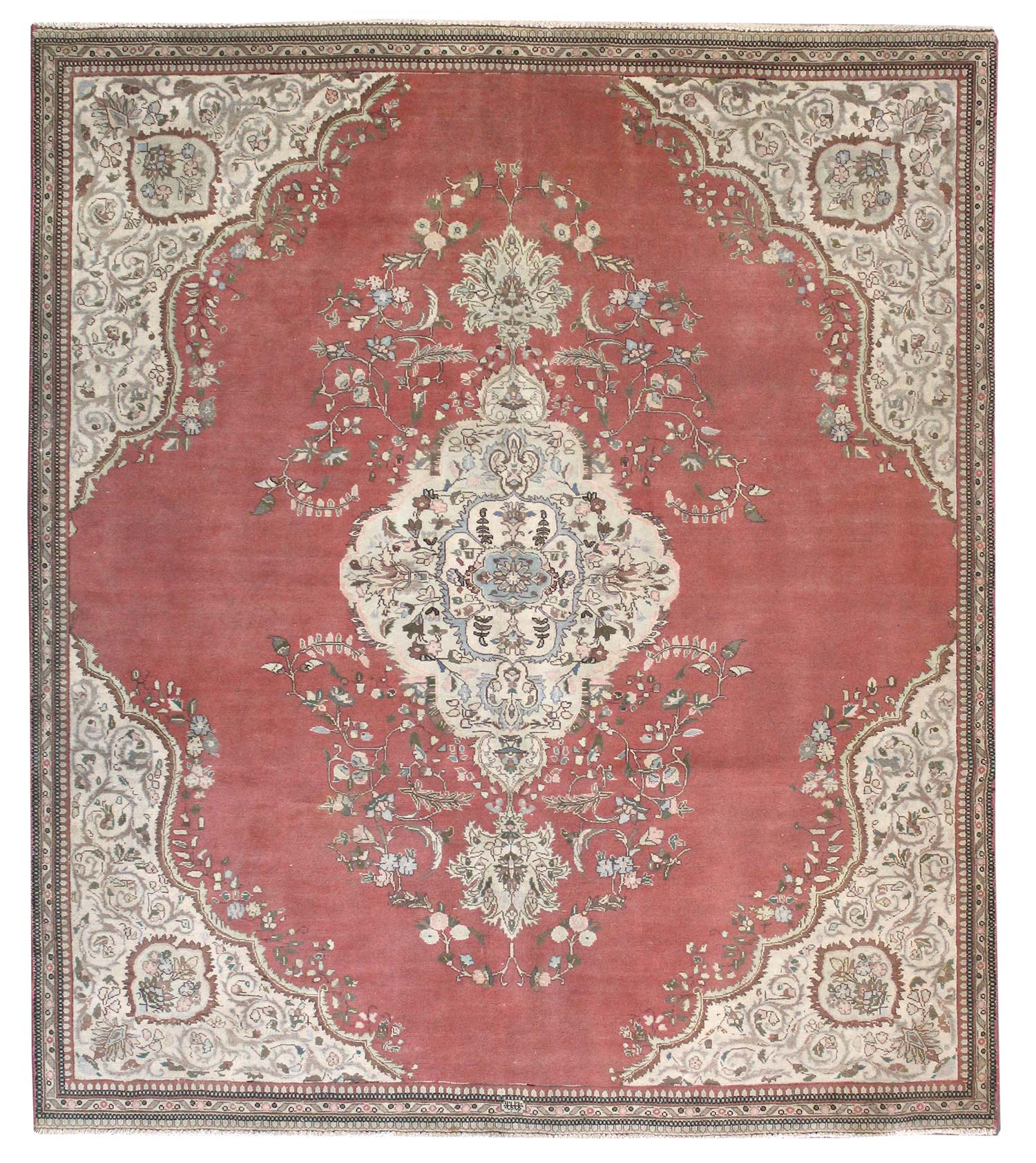Vintage Tabi Tabriz Handwoven Traditional Rug