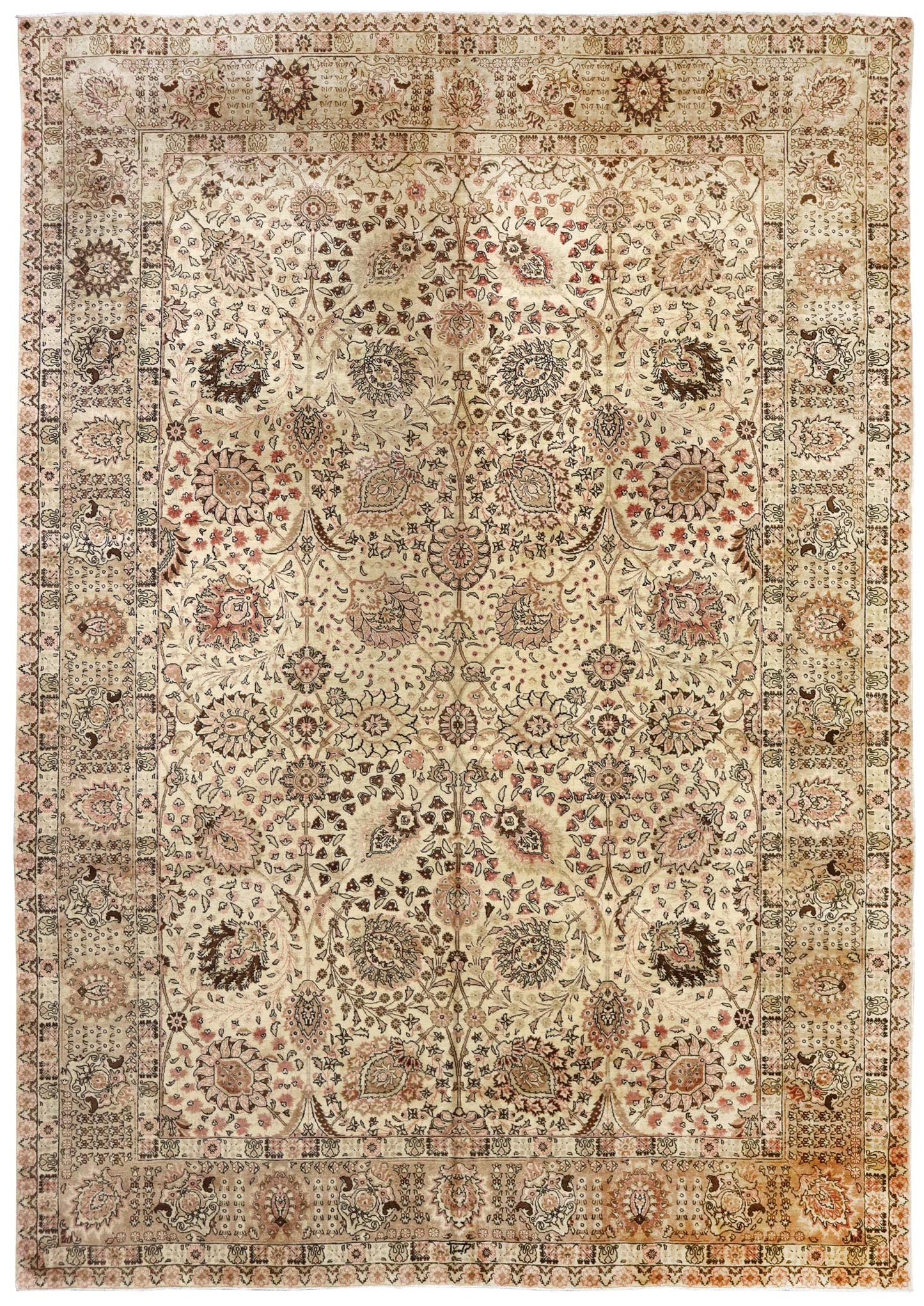 Antique Tabriz Handwoven Traditional Rug