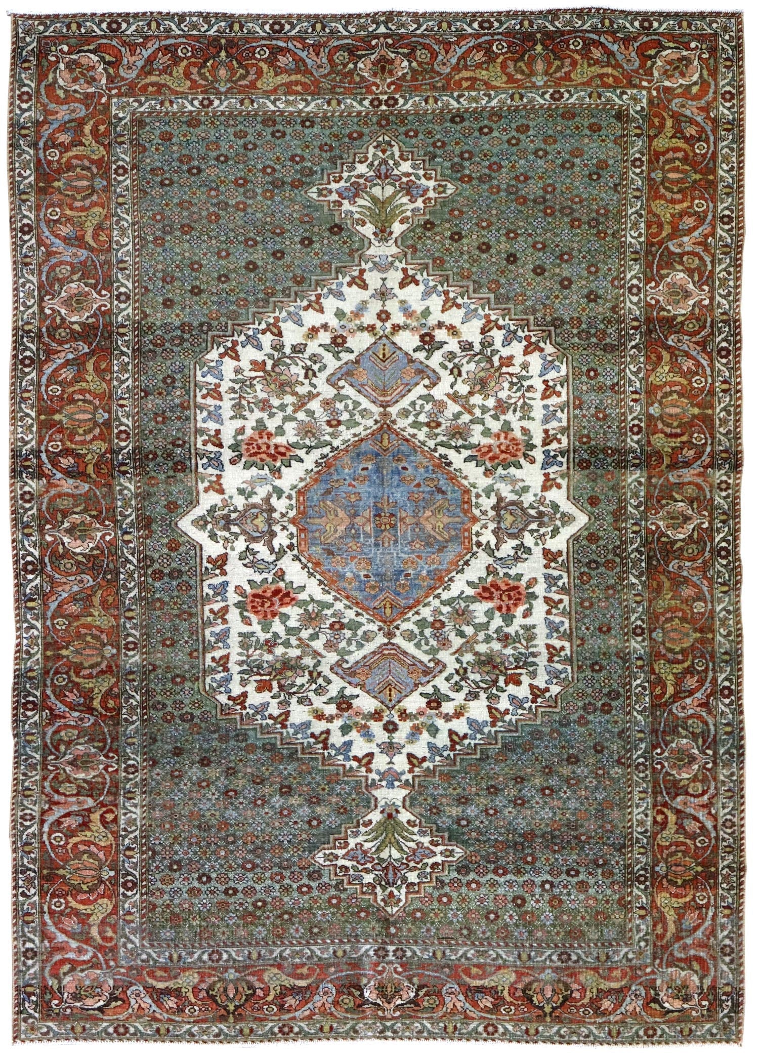 Vintage Bakhtiari Handwoven Transitional Rug