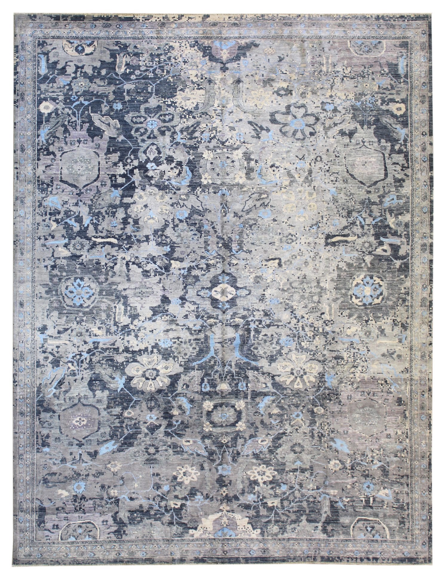 Erased Sultanabad Handwoven Transitional Rug