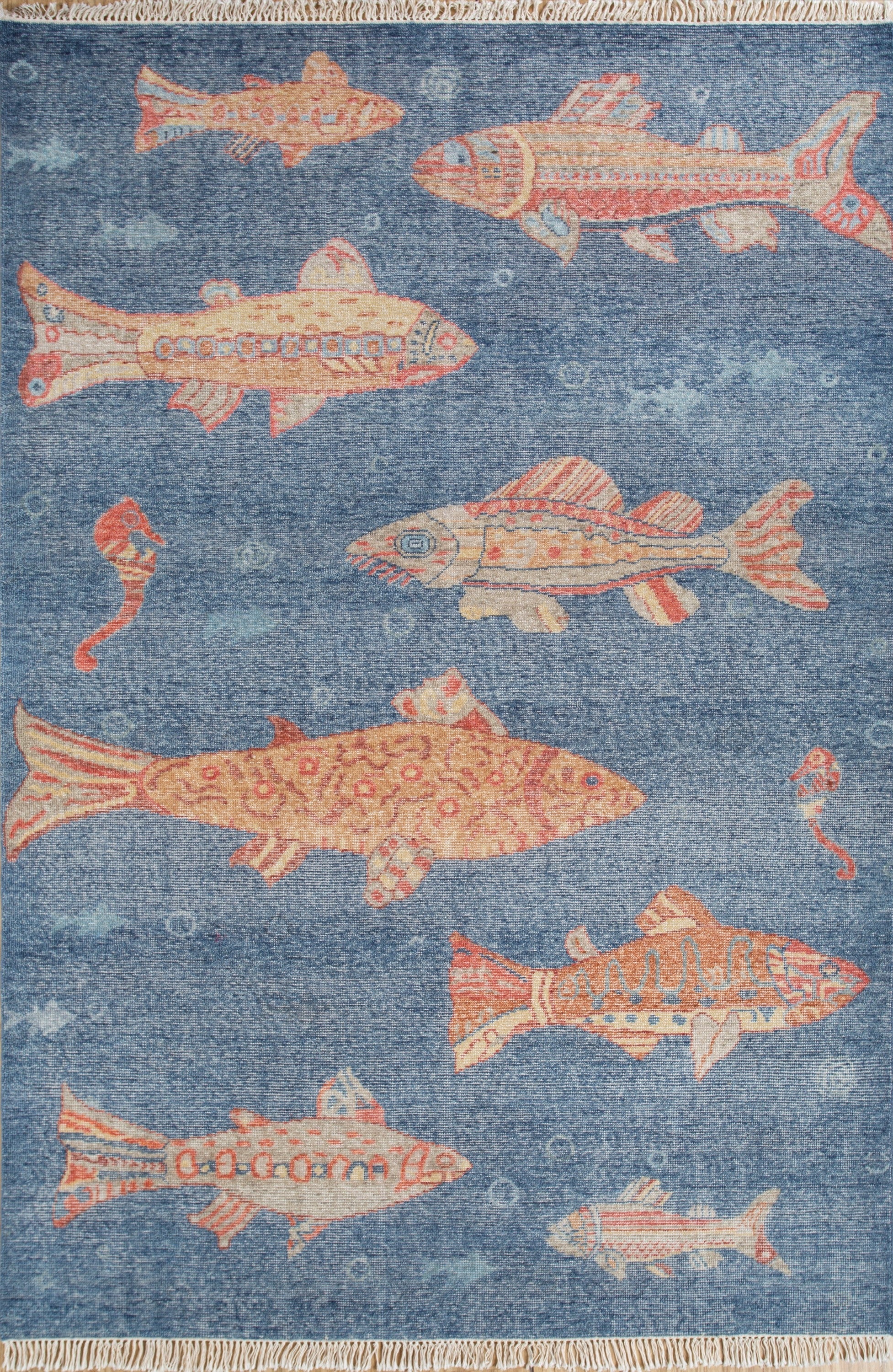 Large Fish Handwoven Transitional Rug | Landry & Arcari