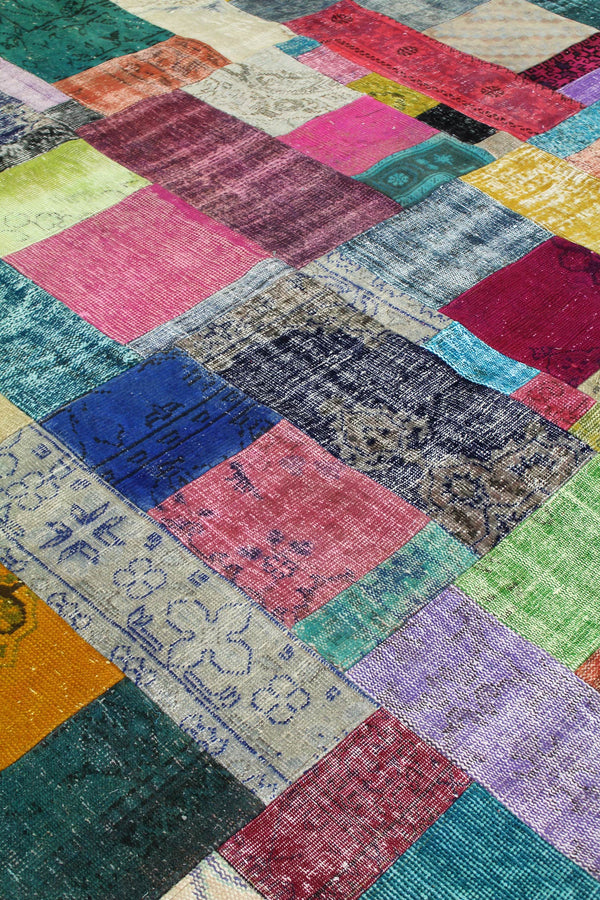Vintage Overdye Patchwork Handwoven Closeout Rug, J64022