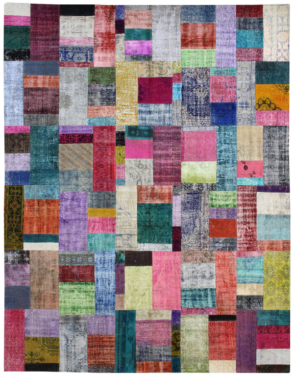 Vintage Overdye Patchwork Handwoven Closeout Rug, J64022