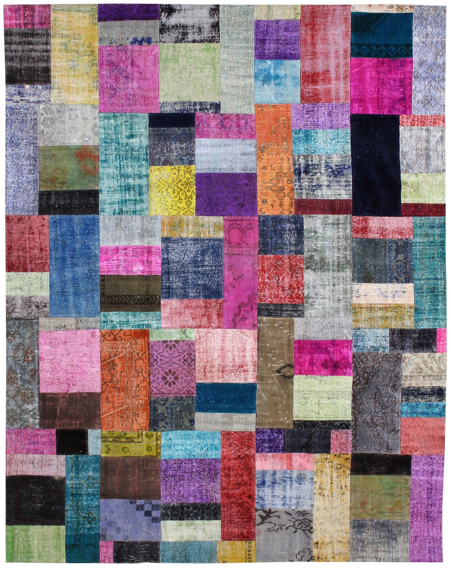 Patchwork Frayed Rug Vintage Overdye Patchwork Handwoven Transitional Rug | Landry & Arcari ...
