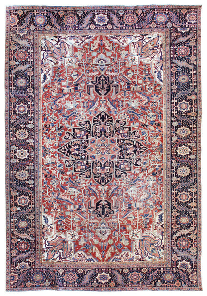 Vintage Heriz Handwoven Tribal Rug