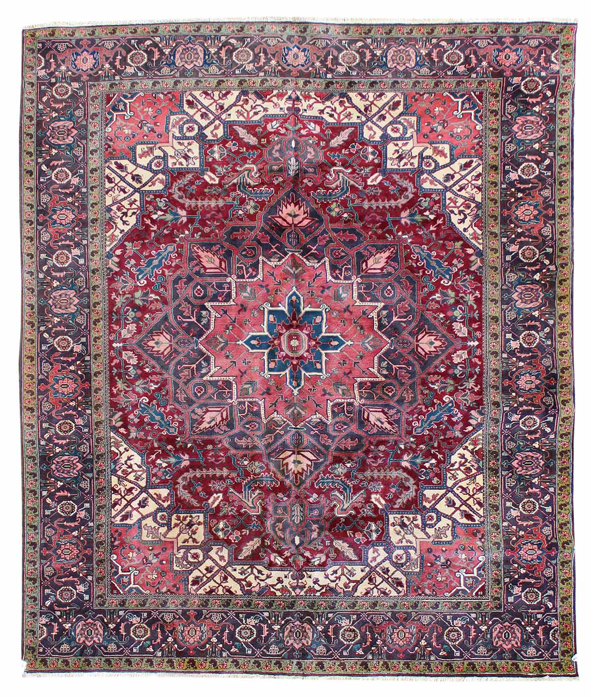 Vintage Heriz Handwoven Tribal Rug