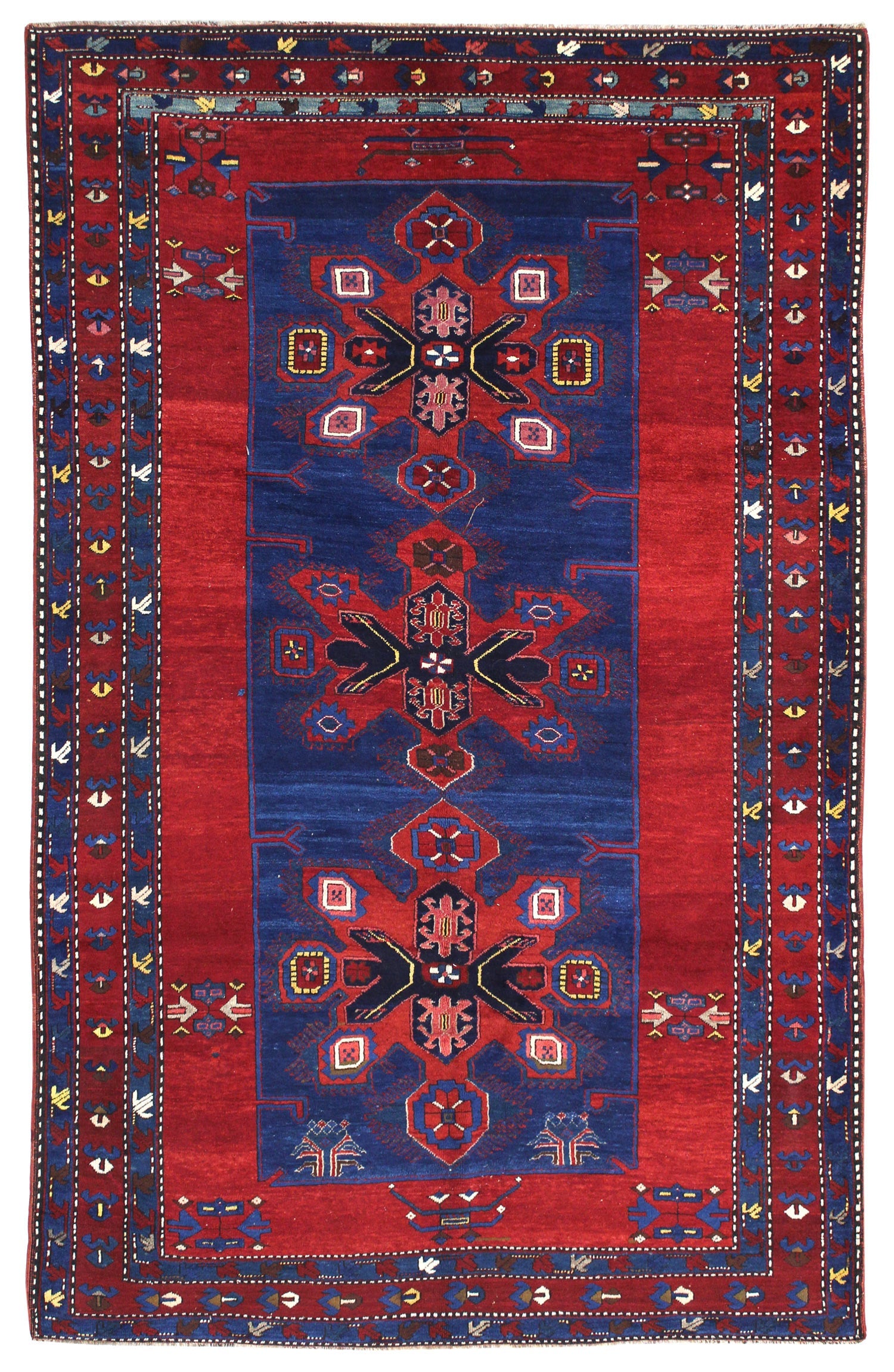 Antique Kazak Handwoven Tribal Rug