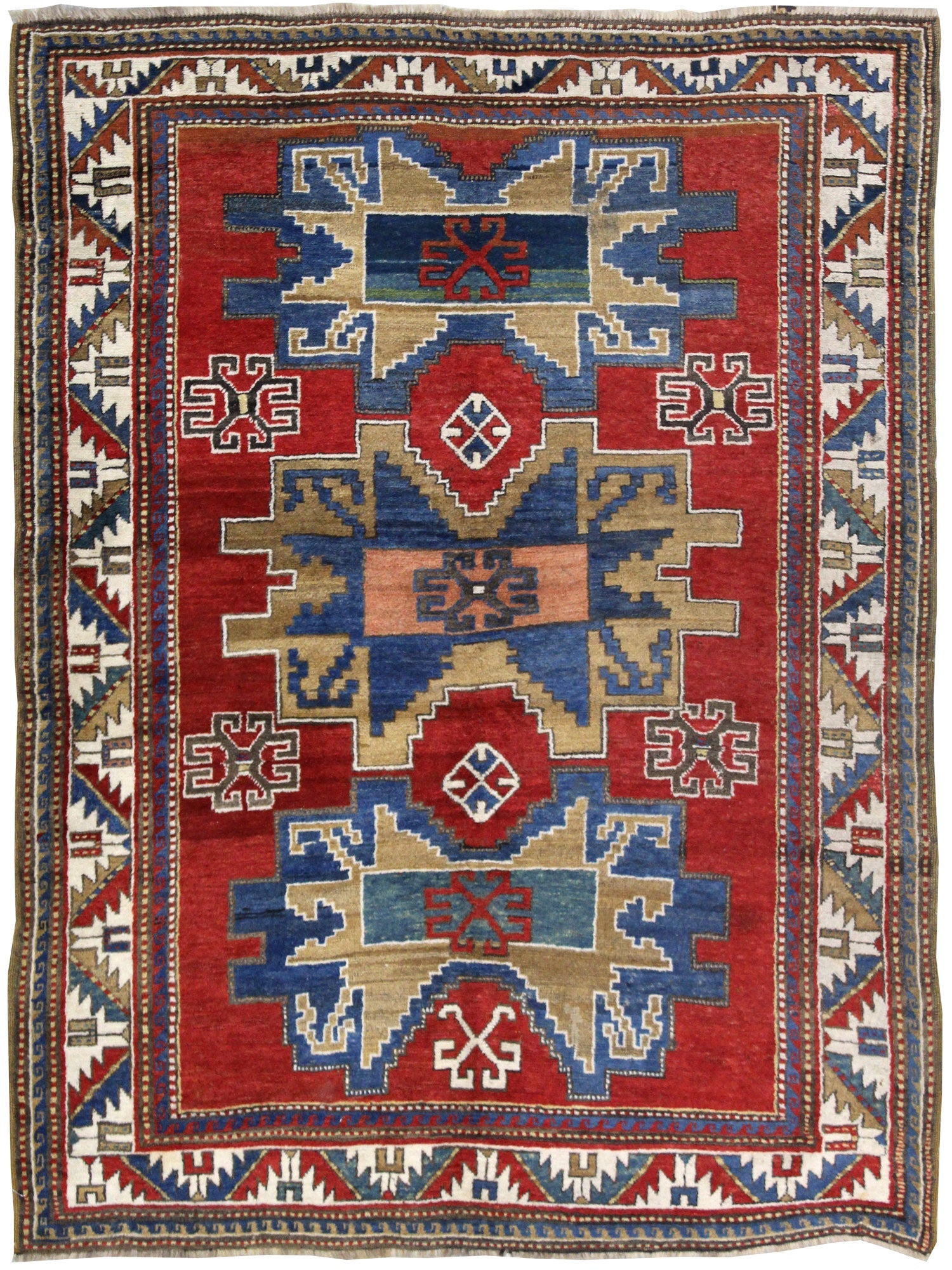 Antique Kazak Handwoven Tribal Rug