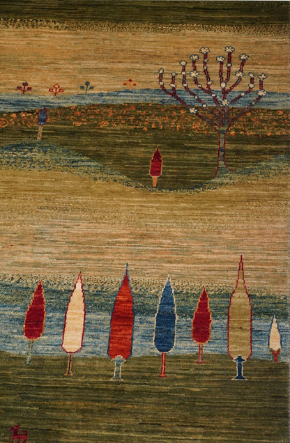 Landscape Gabbeh Handwoven Tribal Rug, J64431