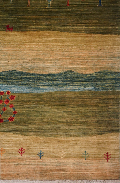 Landscape Gabbeh Handwoven Tribal Rug, J64431