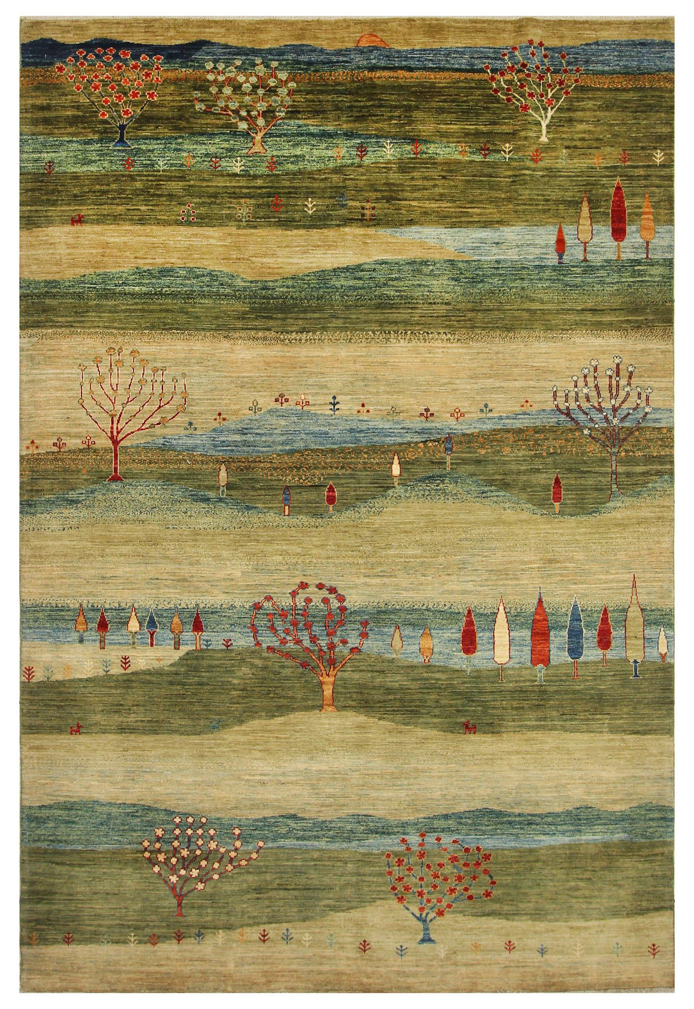 Landscape Gabbeh Handwoven Tribal Rug
