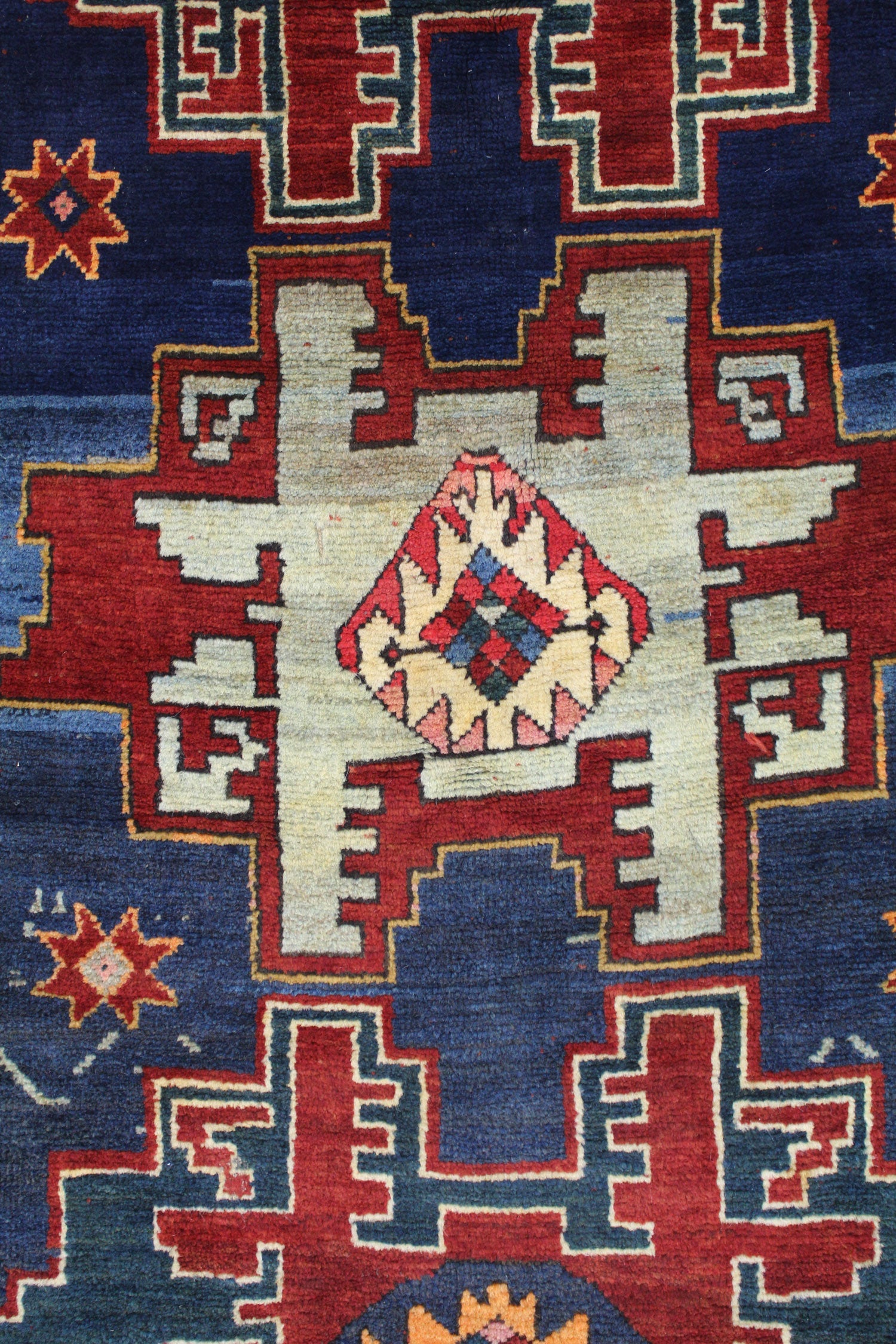 Vintage Lesghi Star Handwoven Tribal Rug, J62484