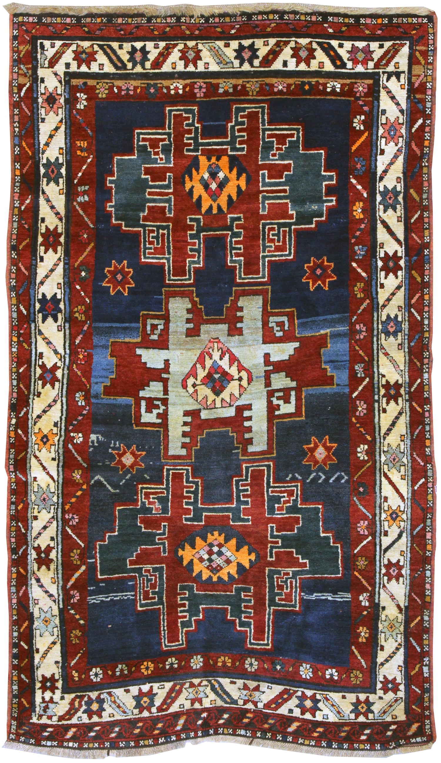 Vintage Lesghi Star Handwoven Tribal Rug