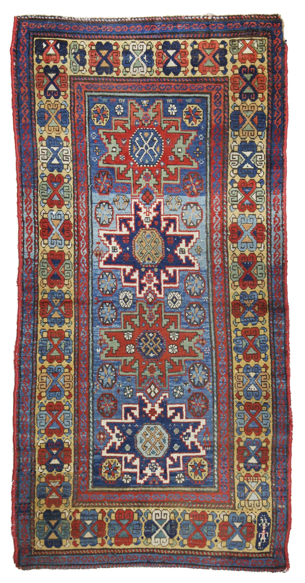 Antique Lesghi Star Handwoven Tribal Rug