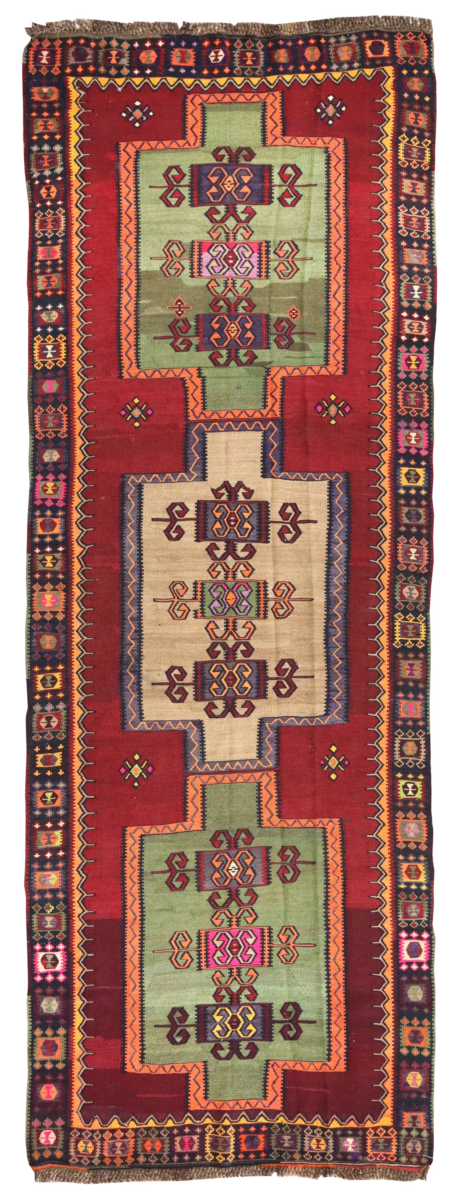 Vintage Meshkin Kilim Handwoven Tribal Rug