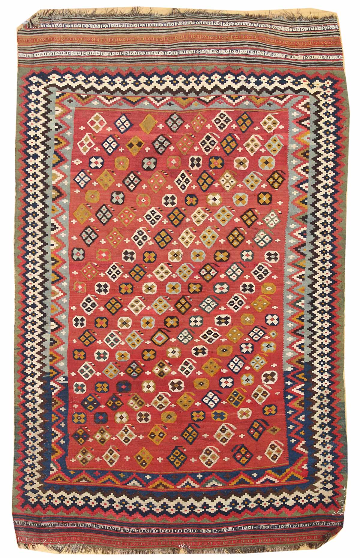 Antique Qashqai Kilim Handwoven Tribal Rug