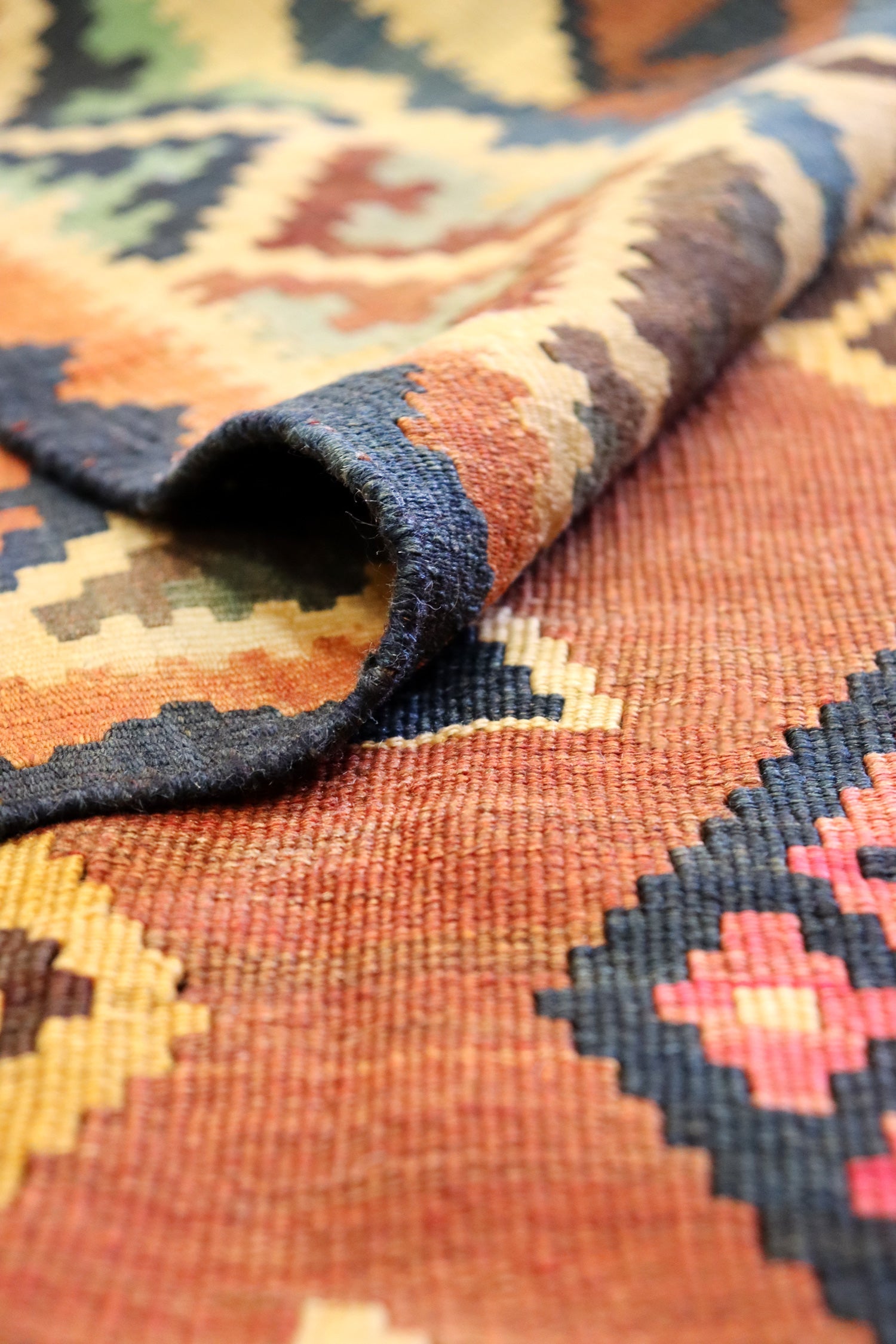Vintage Qashqai Kilim Handwoven Tribal Rug