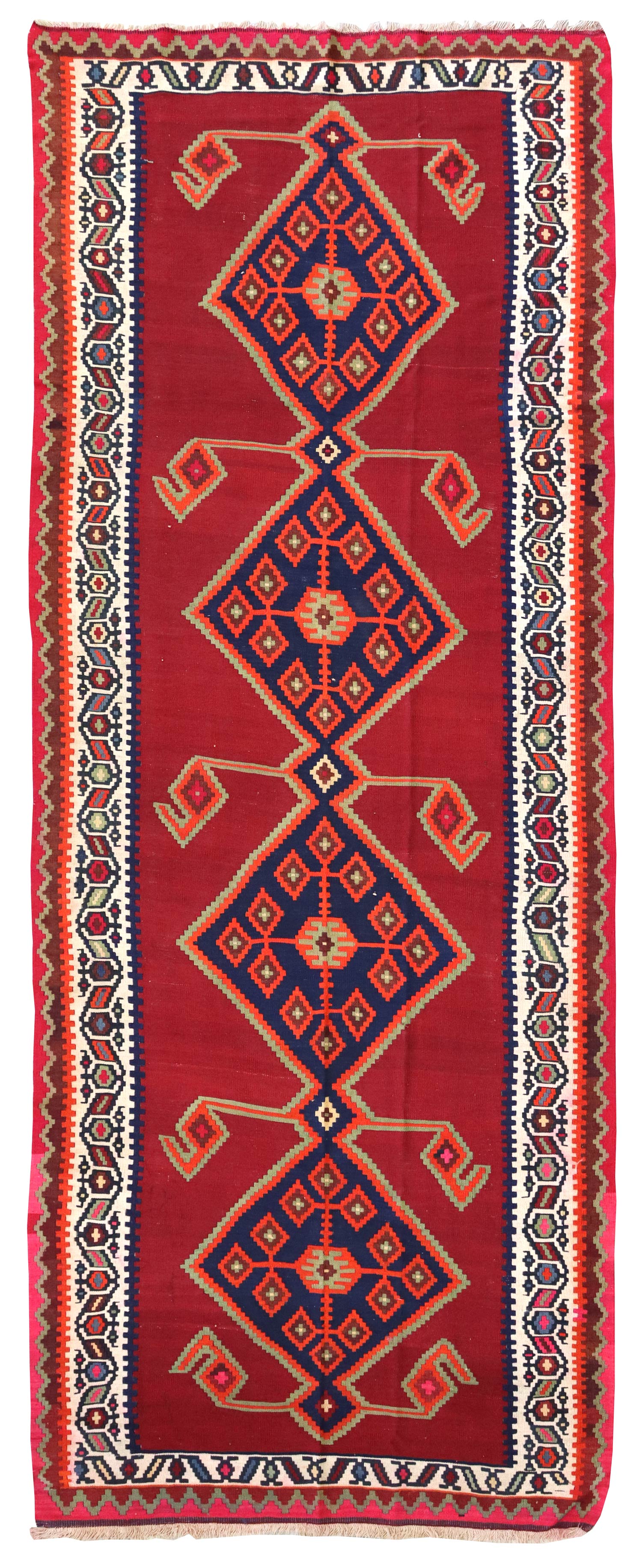 Vintage Qashqai Kilim Handwoven Tribal Rug