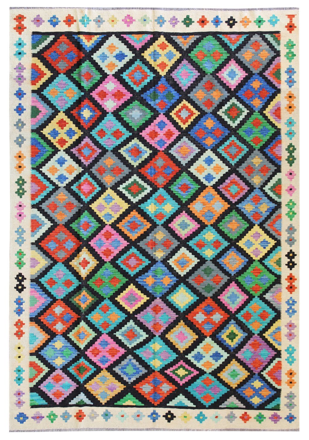 Uzbek Handwoven Tribal Rug